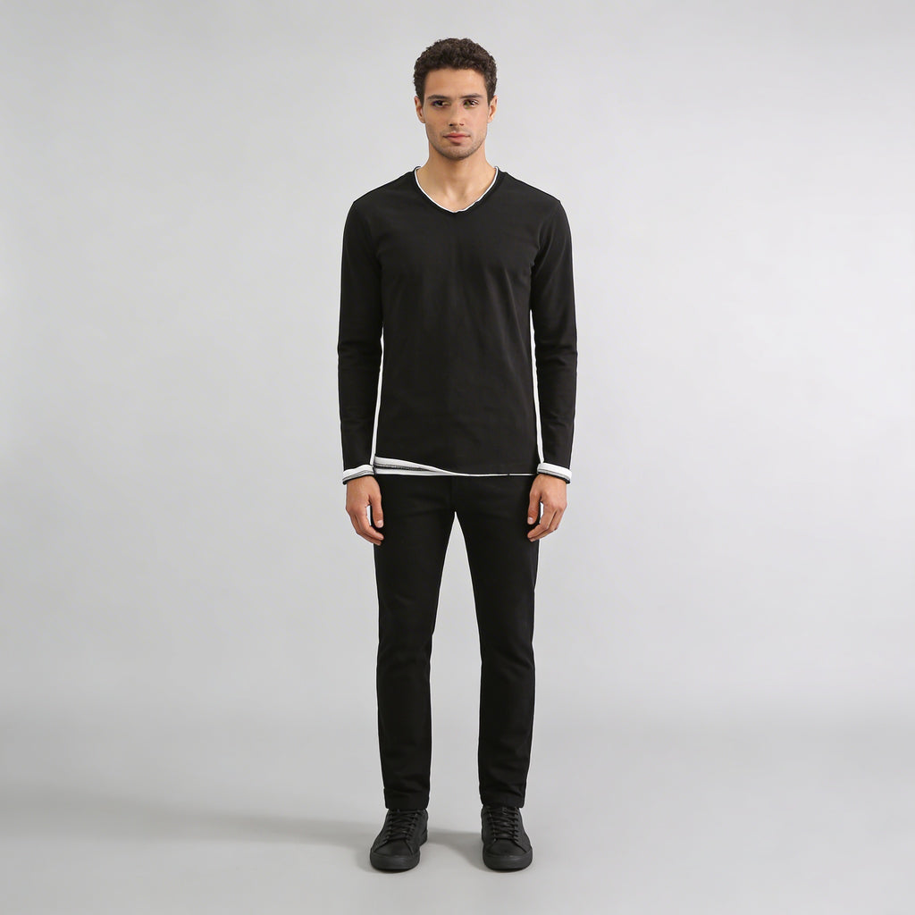Rafael - Camicia da uomo con scollo a V e maniche lunghe