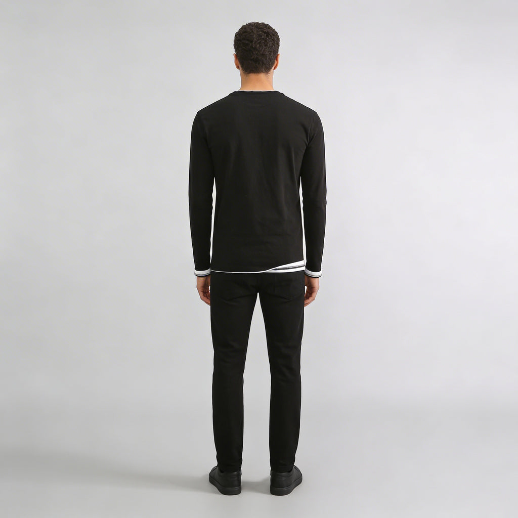 Rafael - Camicia da uomo con scollo a V e maniche lunghe