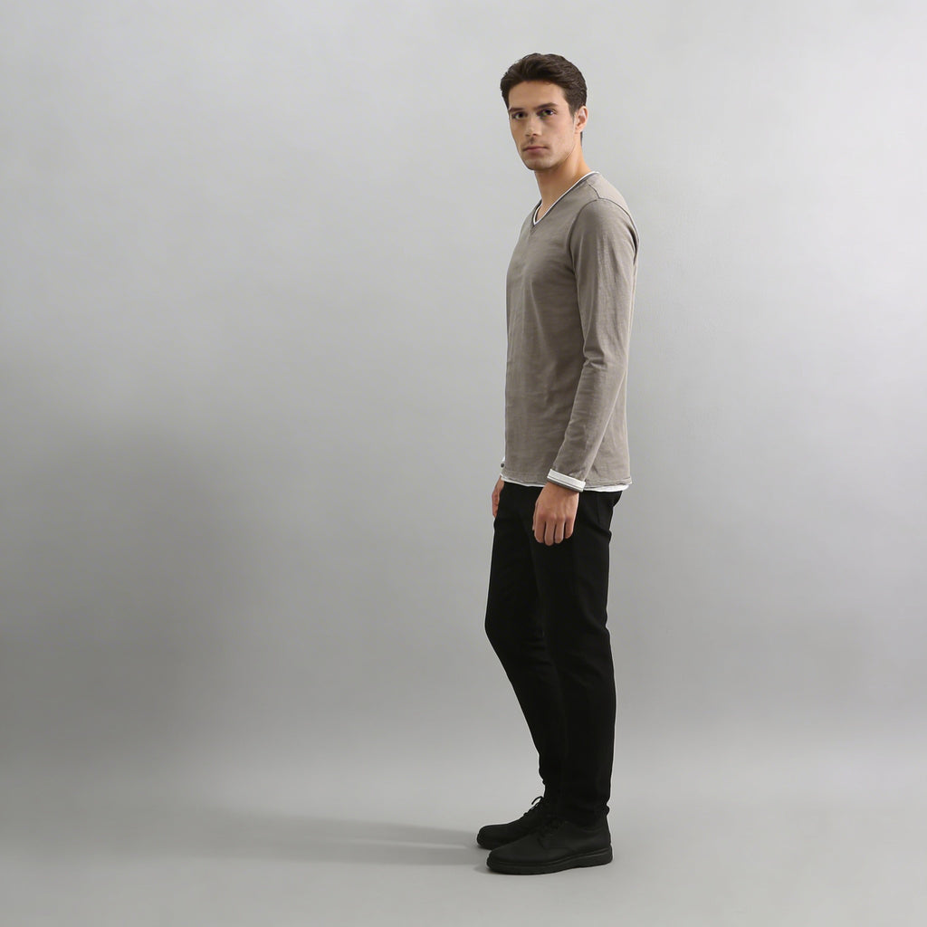 Rafael - Camicia da uomo con scollo a V e maniche lunghe