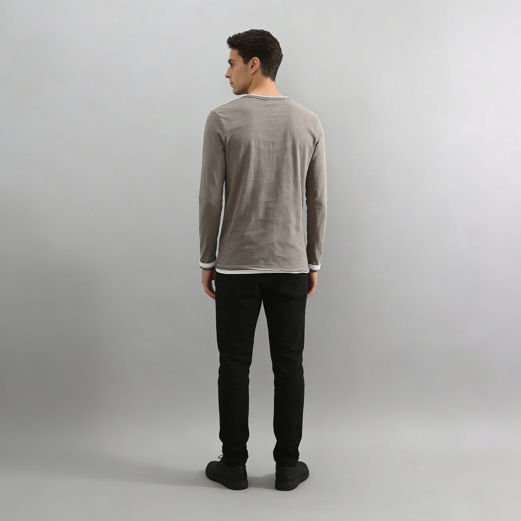 Rafael - Camicia da uomo con scollo a V e maniche lunghe