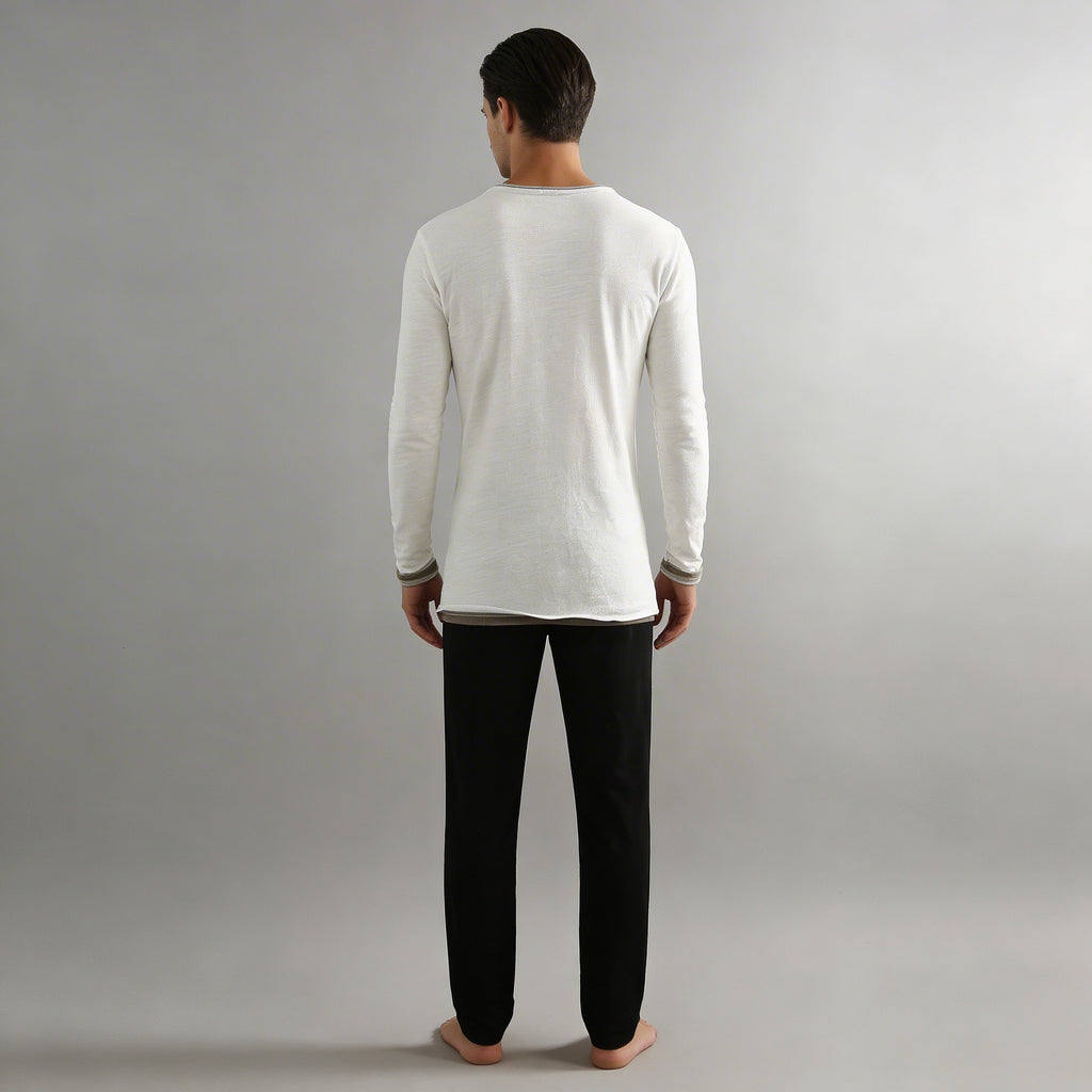 Rafael - Camicia da uomo con scollo a V e maniche lunghe