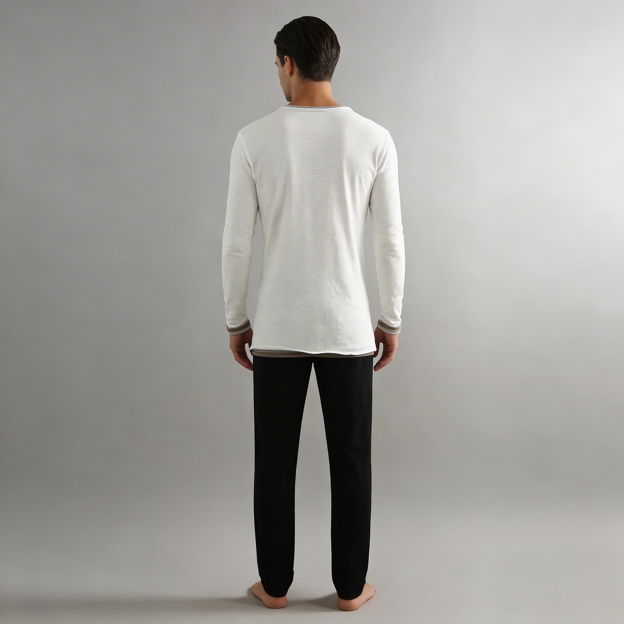 Rafael - Camicia da uomo con scollo a V e maniche lunghe