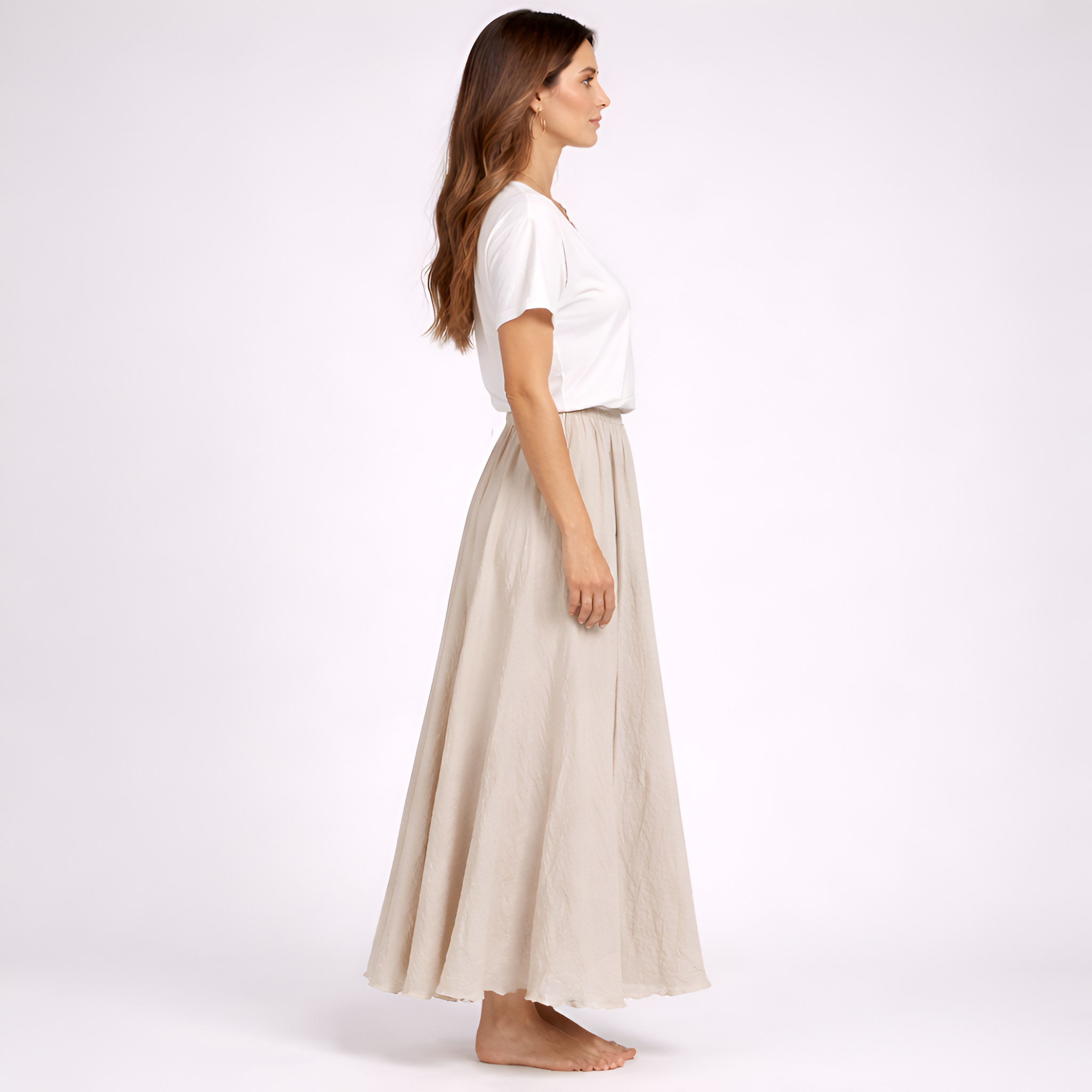 Marie - Gonna estiva in lino a trapezio da donna