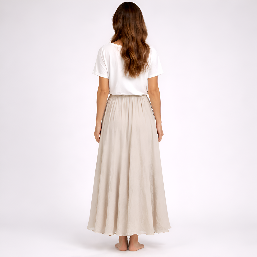 Marie - Gonna estiva in lino a trapezio da donna