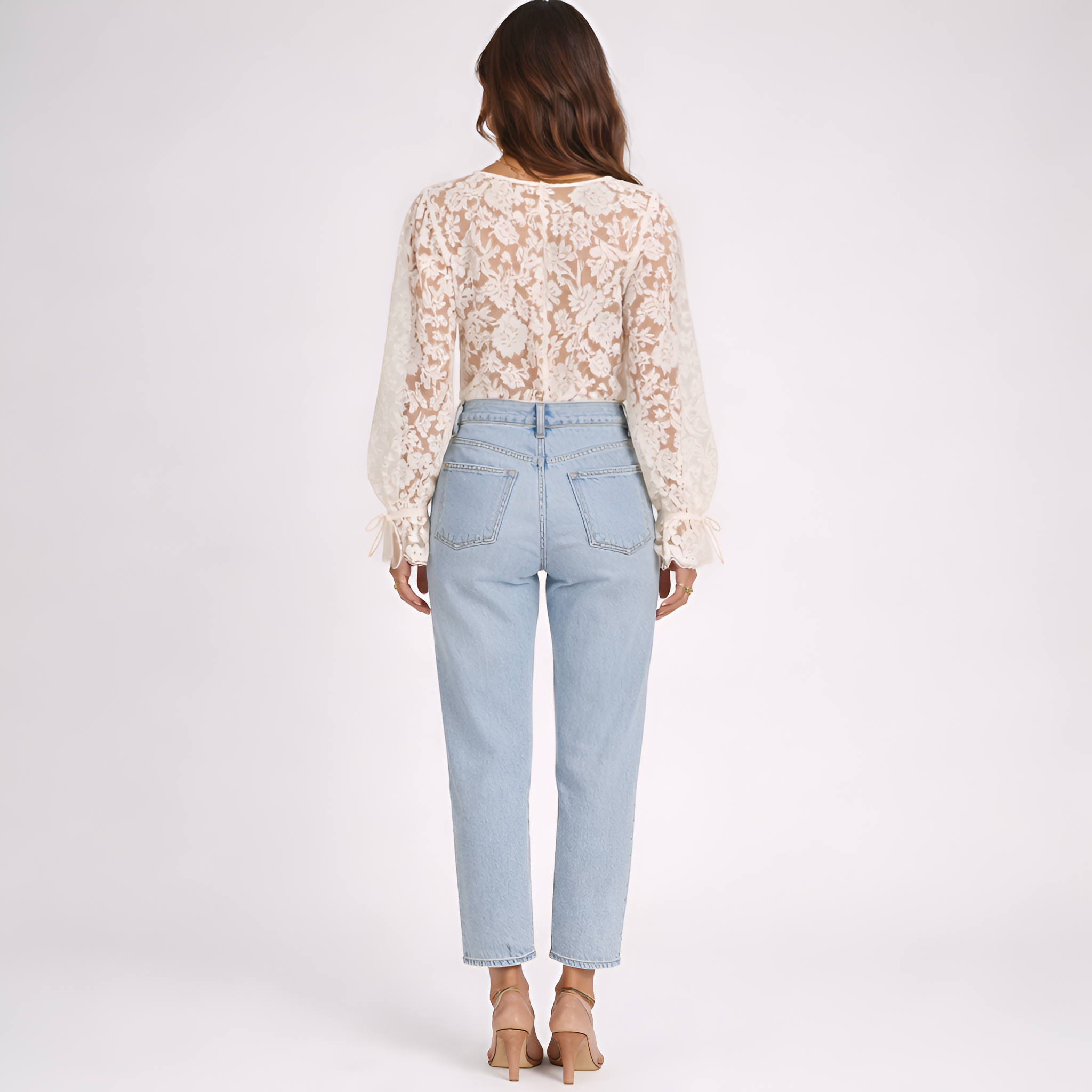 Janice - Cardigan Pizzo Traforato Manica Lunga Donna